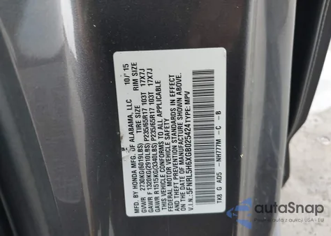 2016 Honda Odyssey Ex-L z USA, uszkodzony, nr VIN 5FNRL5H6XGB025424